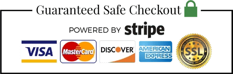Secure checkout methods: Visa, Mastercard, Discover, American Express, SSL